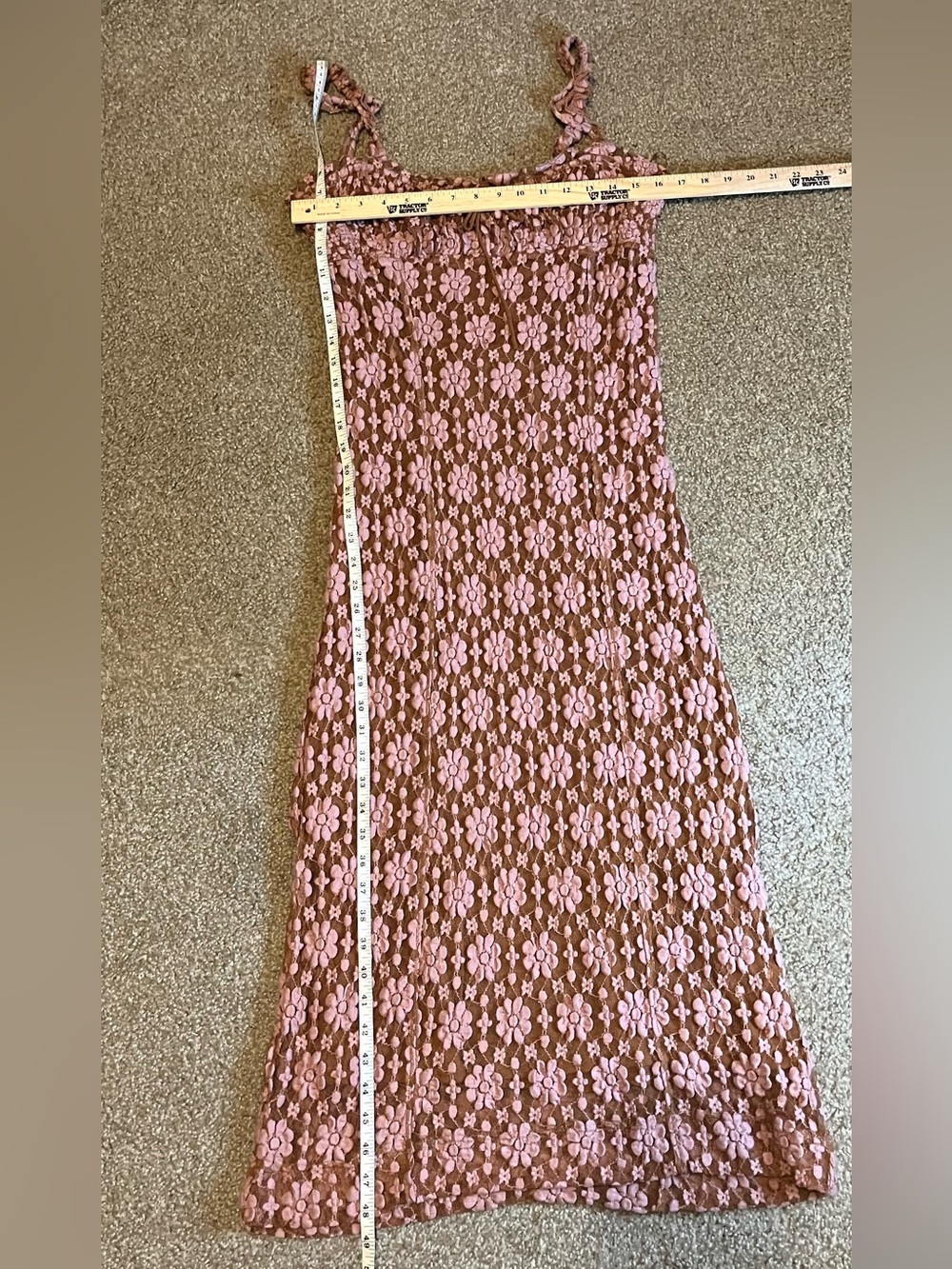 Free People Lucinda Midi Ginger Combo Dress size L - Picture 8 of 15